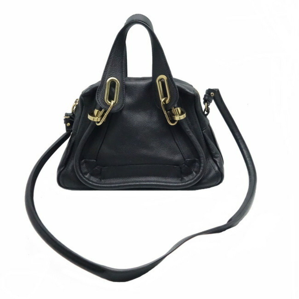 Chloe Small Shoulder Calf 2WAY Black Parati Bag